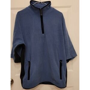 Sunice Large Light Blue Lined Pullover Sweater Zips At Top Polyester. Pockets